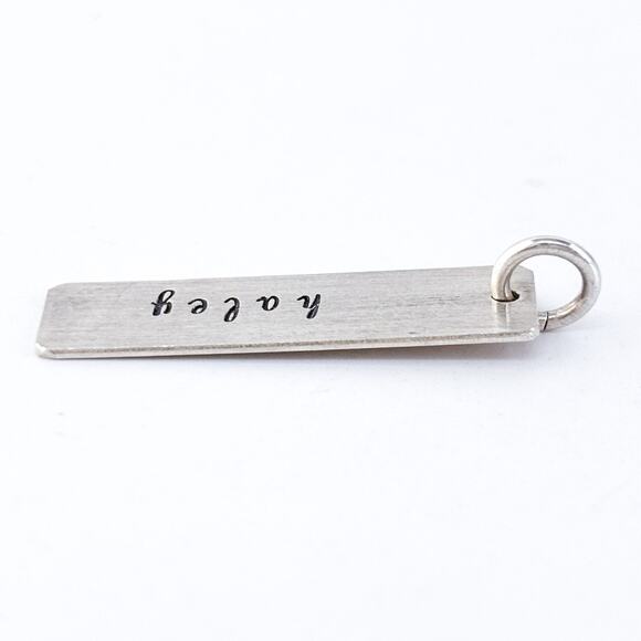 Vintage Silver-Tone Vertical Name Bar Pendant “haley” - Picture 3 of 6